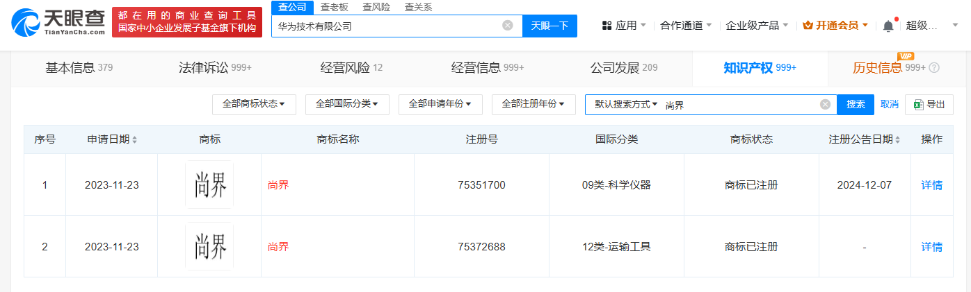 华为上汽敲定合作 均已申请尚界商标