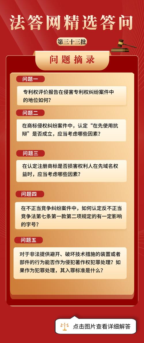 法答网精选答问(第三十三批)——知识产权司法保护专题